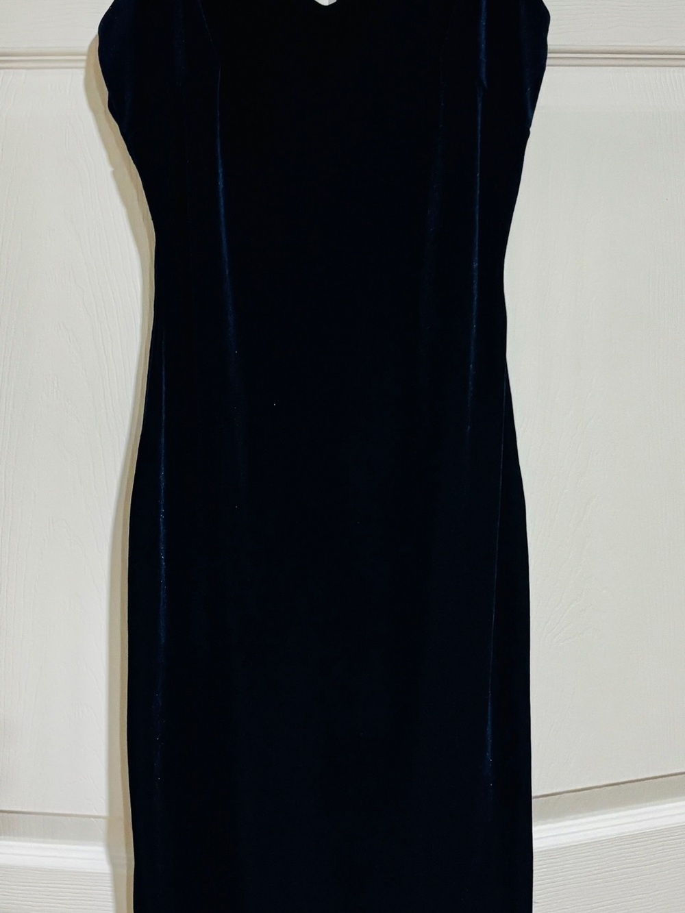 Elegant Navy Velvet Slip Dress - Women's